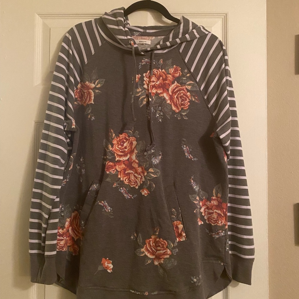 Gray floral hoodie
